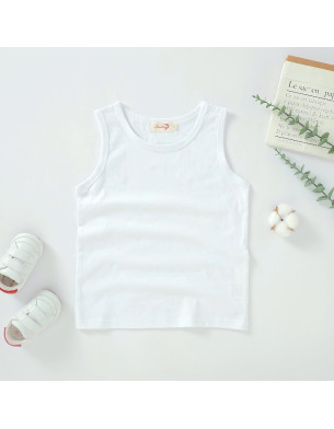 Boys 2Y-7Y Soft Organic Cotton White Tank Top Undershirts